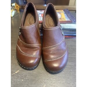 Clark's Bendable's Women's Eight Medium Brown Leather Slip On Mary Jane's